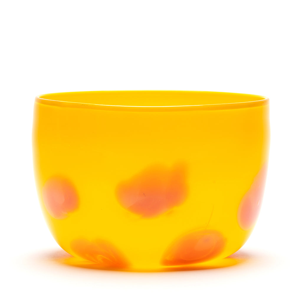 Bright Yellow Bowl with Pink Spots