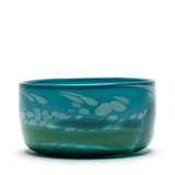 Teal Bowl with Seafoam Spots and Jade Strokes