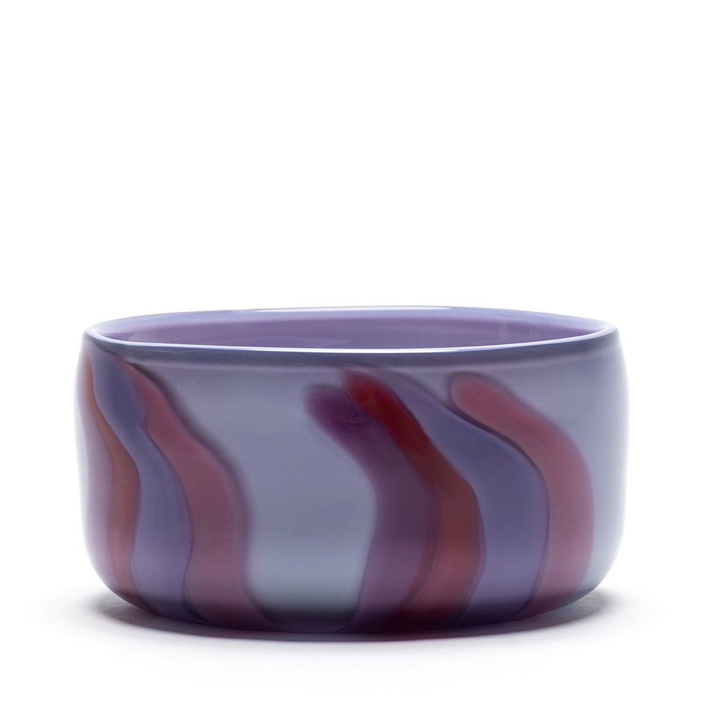 Lilac Bowl with Rose, Coral, and Violet Stripes