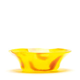 Transparent Yellow Wavy Bowl with Pink  Strokes