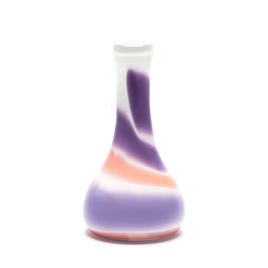 White Dropneck Vase with Lilac and Coral Strokes