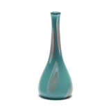 Teal Dropneck Vase with Pink and White Strokes