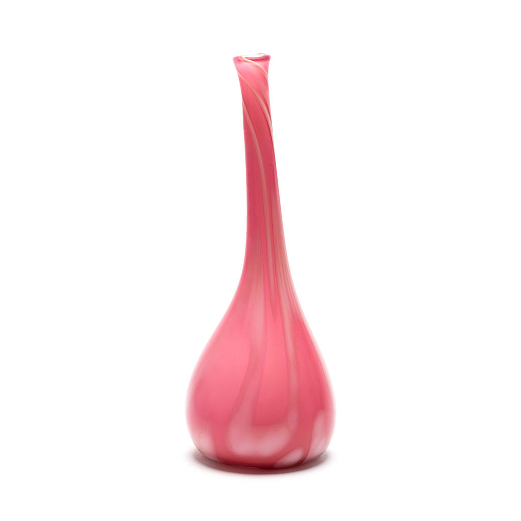 Bubblegum Pink Dropneck Vase with Coral and White Strokes