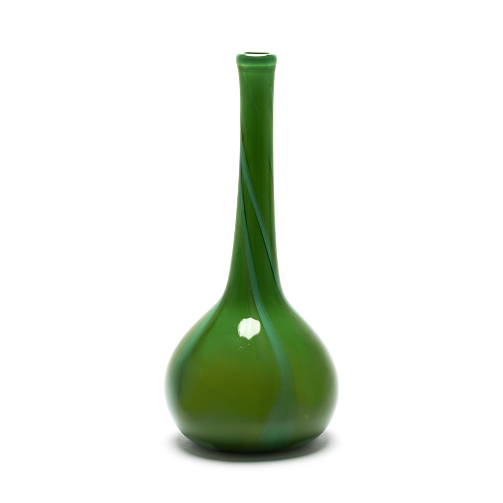 Cactus Green Dropneck Vase with Teal and Green Strokes