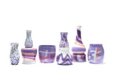 White Dropneck Vase with Lilac and Coral Strokes