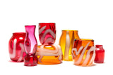 Transparent Fuchsia Vase with White Strokes