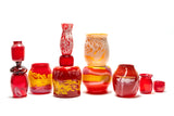 Transparent Marbleized Cherry Red Vase with Flared Lip