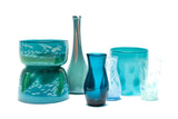 Teal Dropneck Vase with Pink and White Strokes