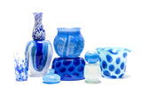 Cobalt Blue Vase with Royal Blue Stripes