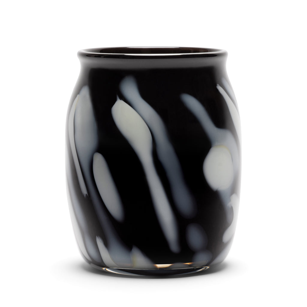 Charcoal Vase with White Vertical Stripes
