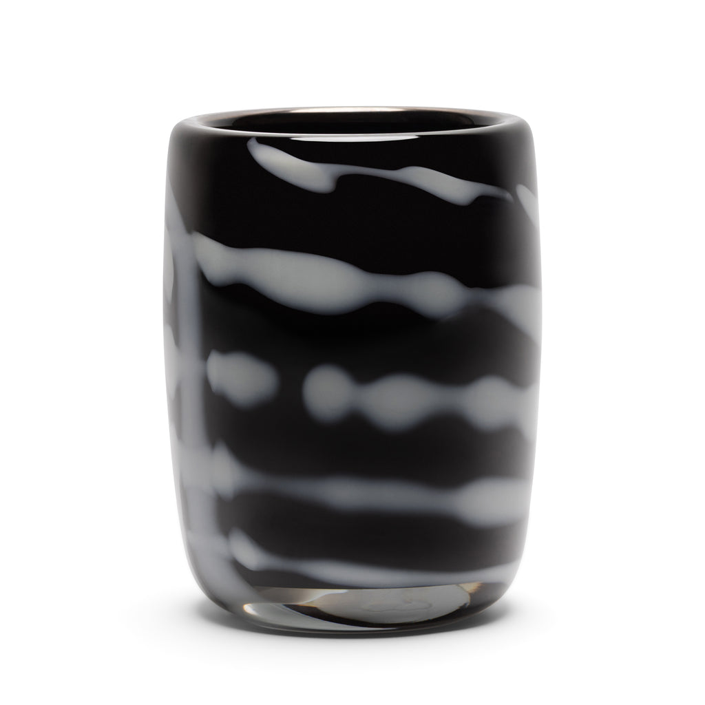 Charcoal Vase with White Strokes