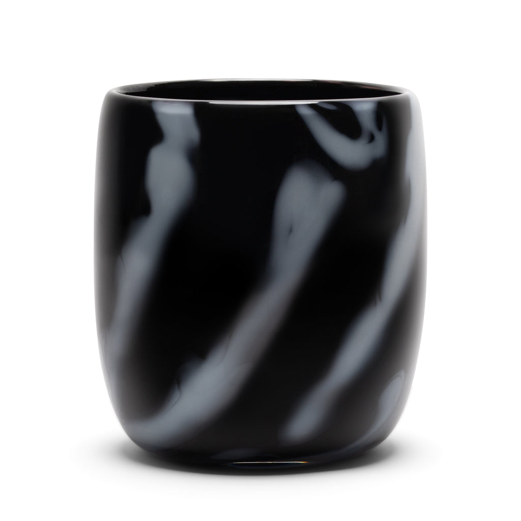 Black Vase with White Strokes