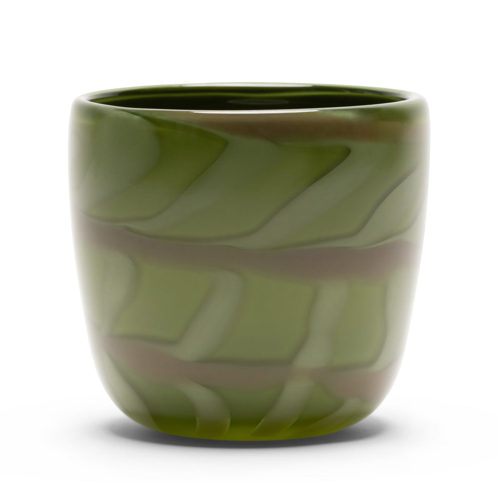 Olive Vase with Sage and  Brown Strokes