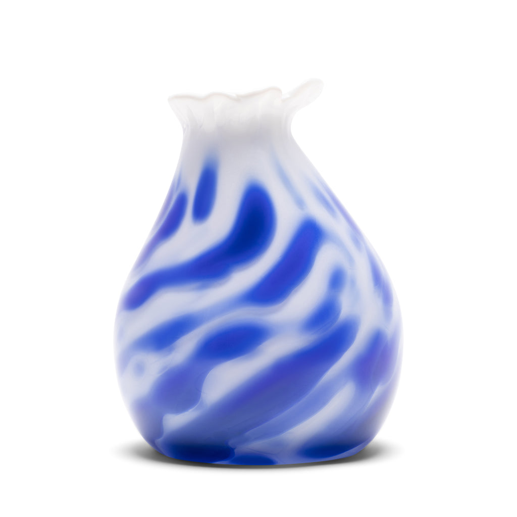 White Vase with Royal Blue Strokes