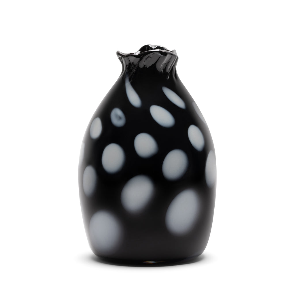 Charcoal Vase with White Spots