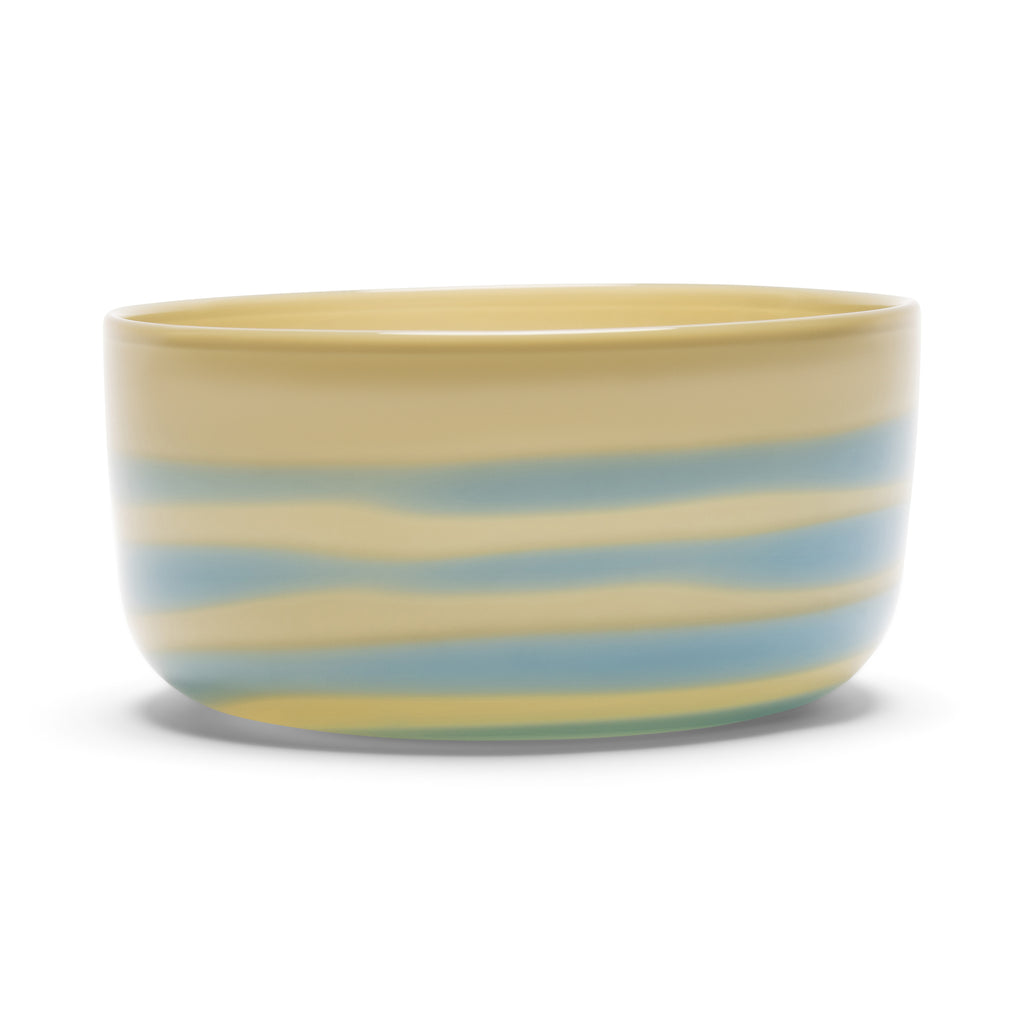 Opal Gray Bowl with Cobalt Strokes