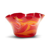 Low Red Wavy Vase with Sahara and White Strokes