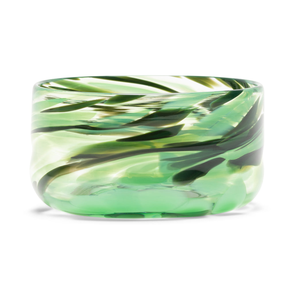 Transparent Large Candy Bowl with Forest and Pistachio Green Strokes