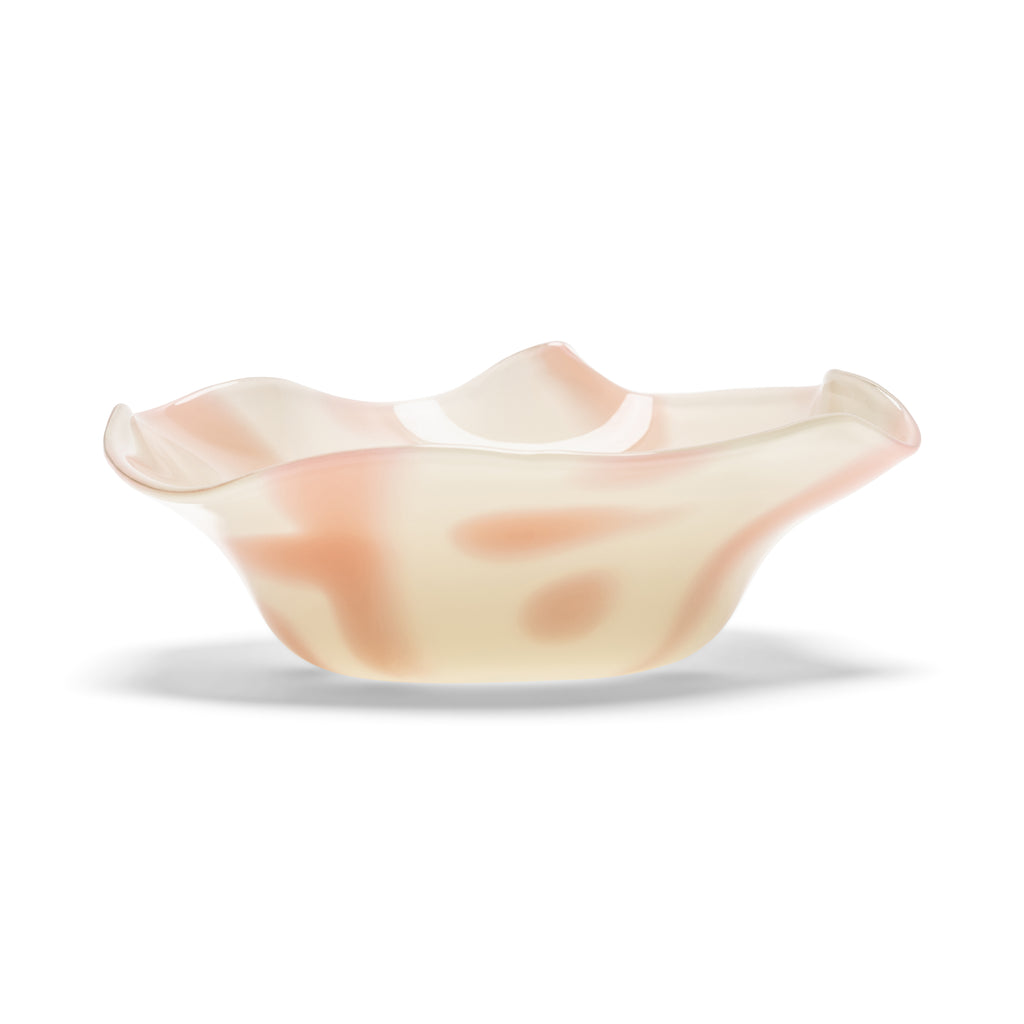 Ivory Wavy Bowl with Blush Spots