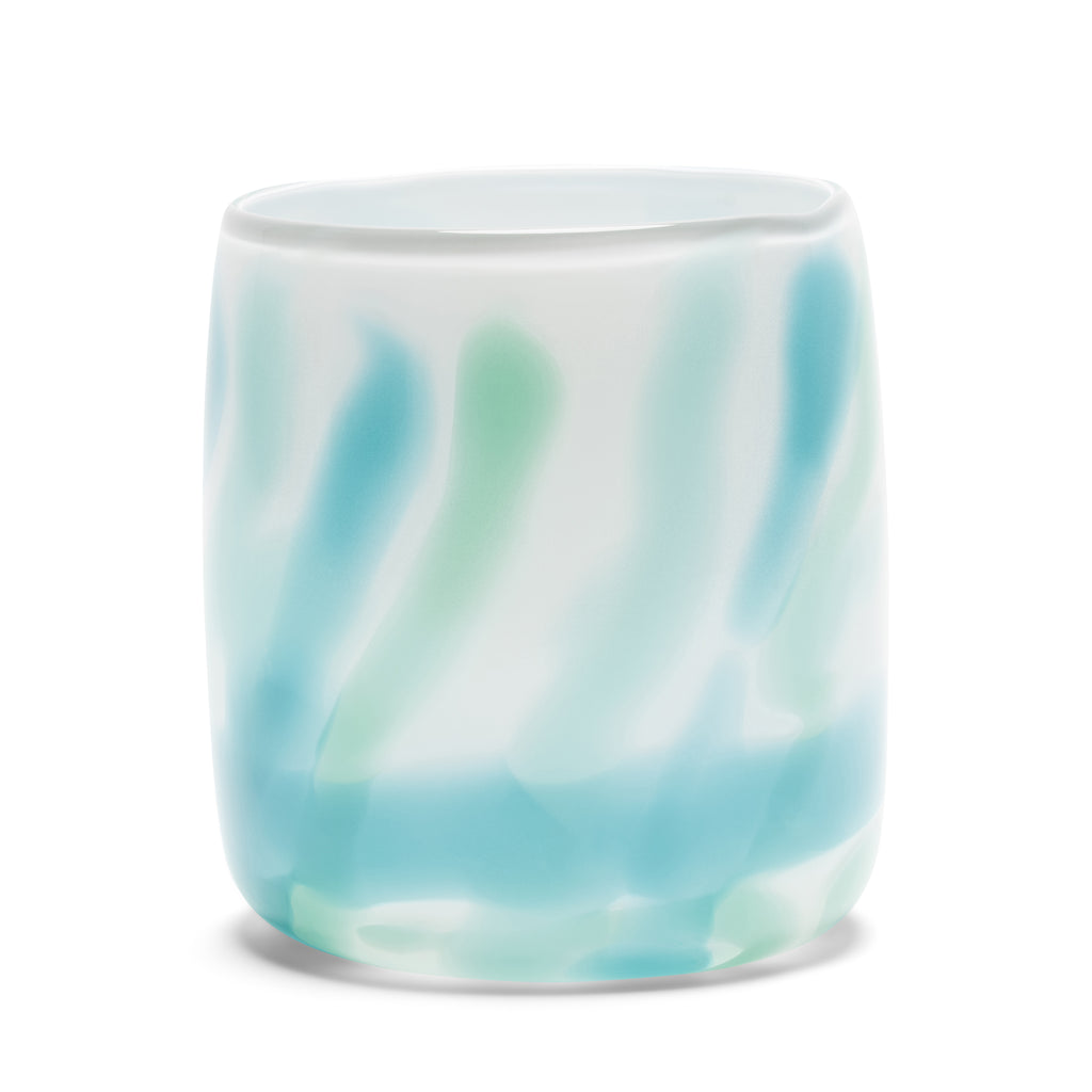 White Vase with Aqua and Seafoam Strokes