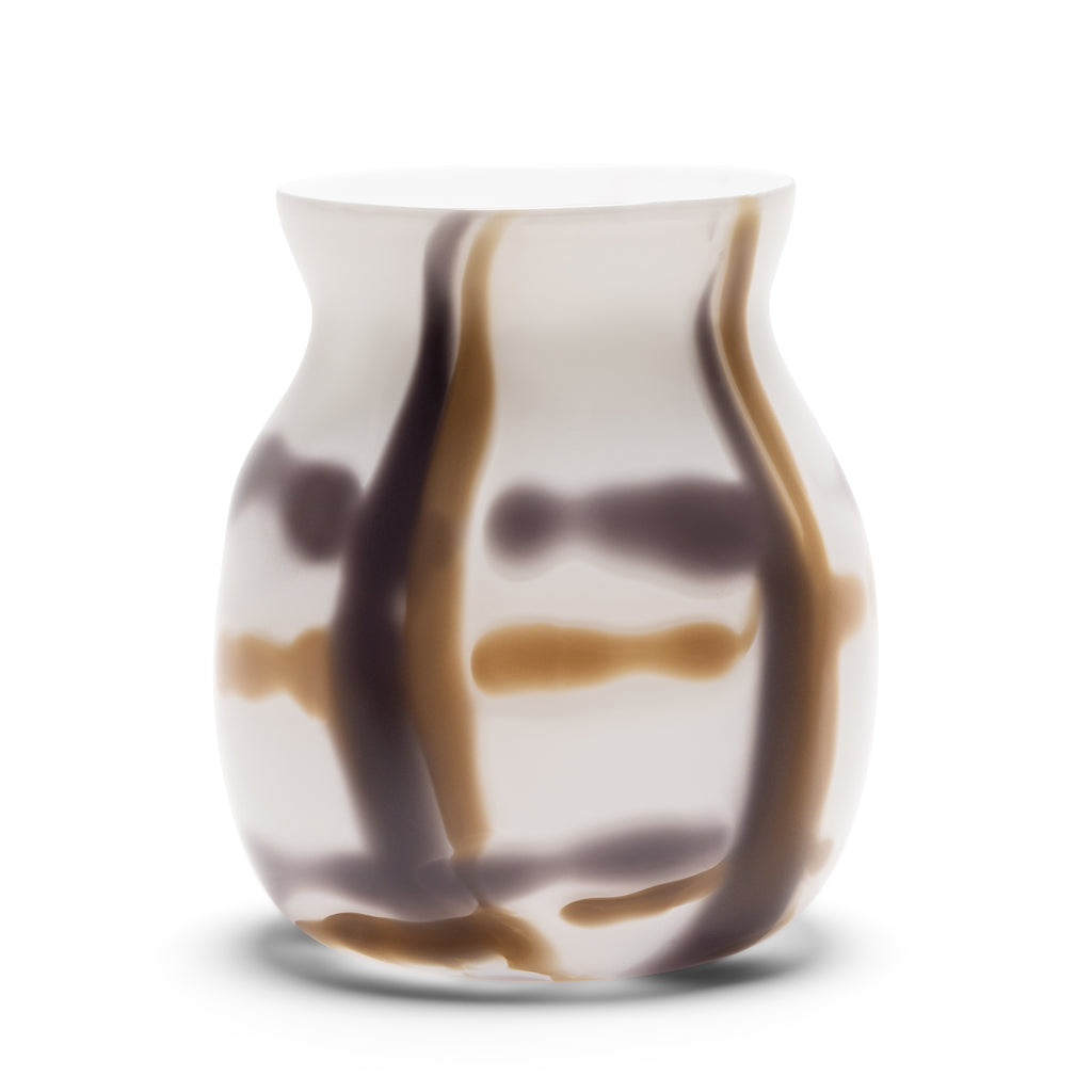 White Vase with Black and Walnut Strokes