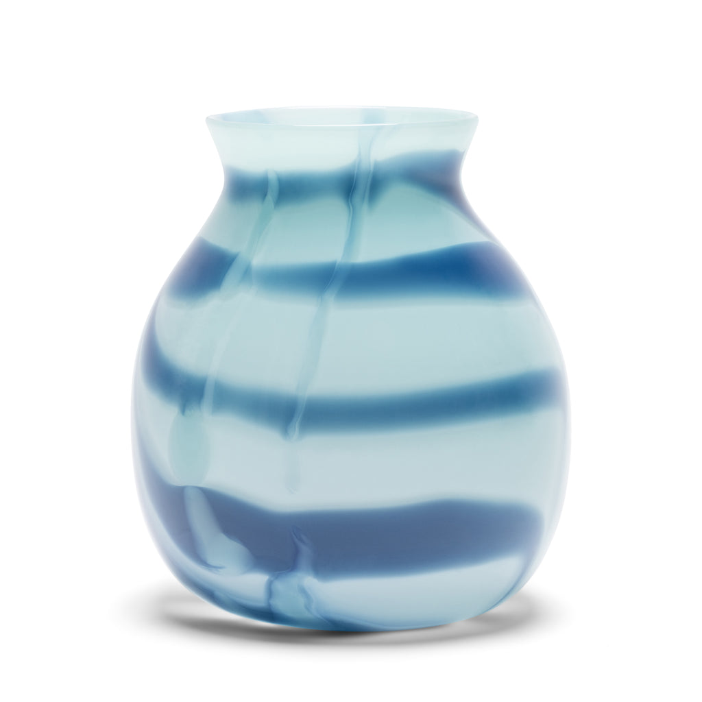 Sky Blue Vase with Cobalt Stripes