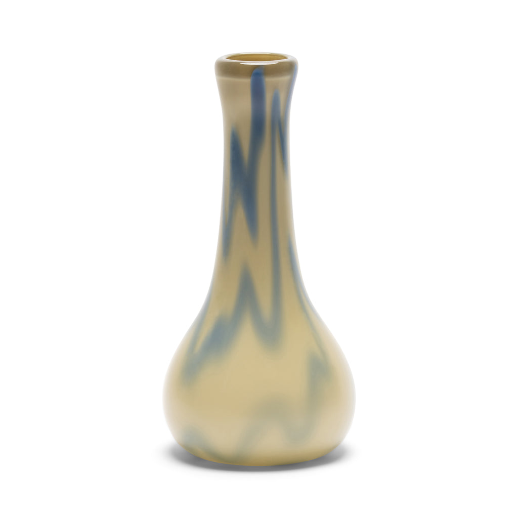 Opal Gray Dropneck Vase  with Cobalt Strokes