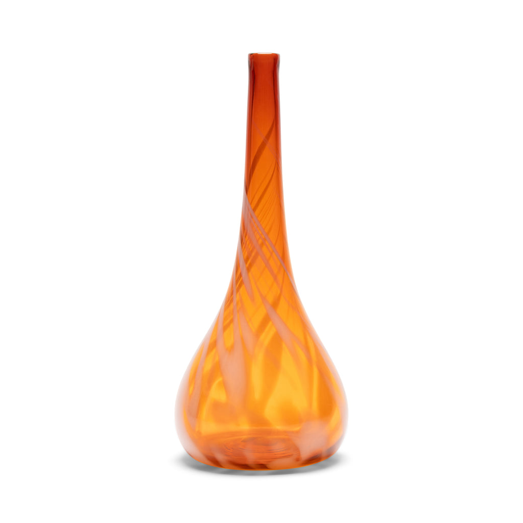 Transparent Amber Dropneck Vase with White Strokes