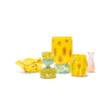 Transparent Yellow Vase with Honey and White Strokes