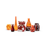 Transparent Amber Dropneck Vase with White Strokes