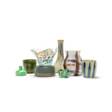 Olive Vase with Sage and  Brown Strokes