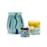 Large Transparent Candy Bowl with Sky Blue Strokes