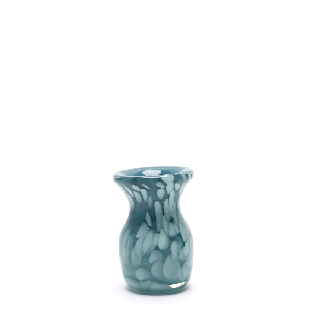 Teal Mini Bud Vase with Mint Spots
