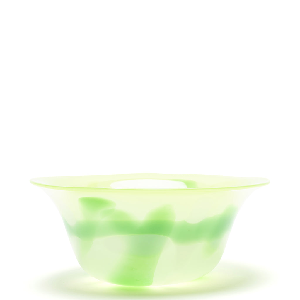 Bright Green Bowl with Cactus and White Strokes
