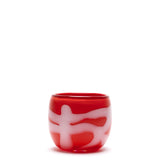 Bright Red Vase with Powder White Strokes