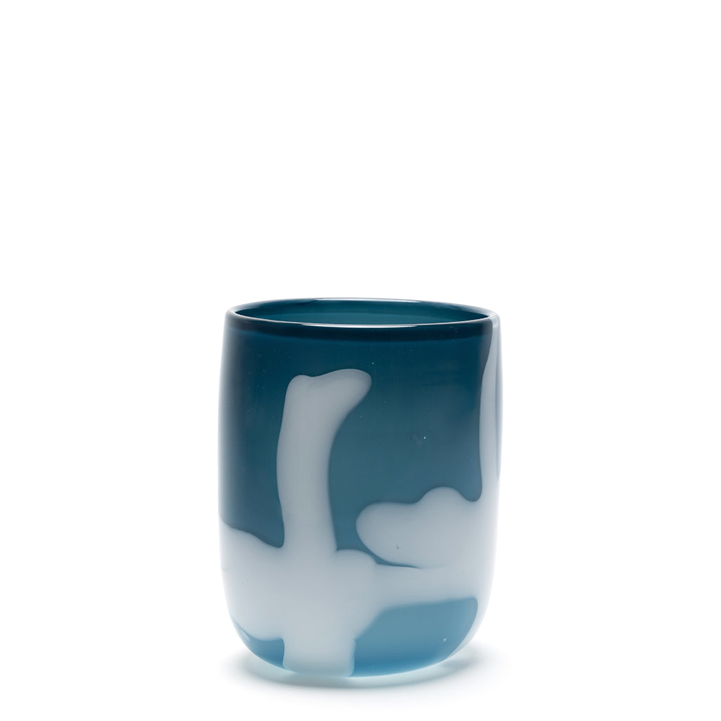 Dark Teal Vase with White Strokes