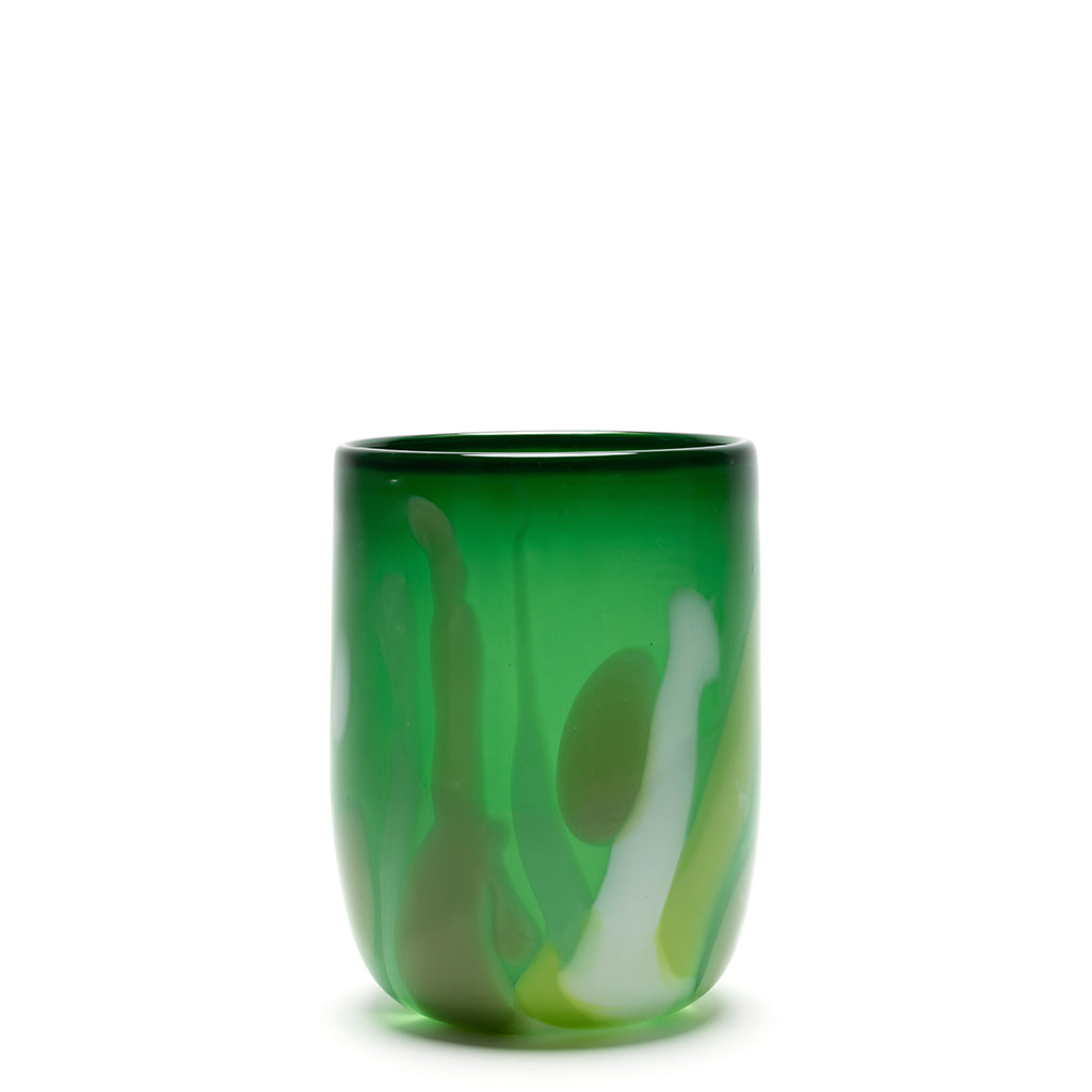 Green Vase with Lime Green, White, and Pistachio Strokes