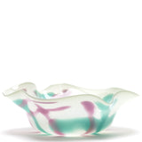 Elephant Grey Wavy Bowl with Jade, Rose, and White Strokes
