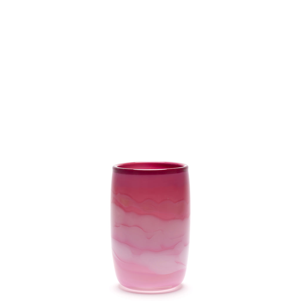 Pink Vase with Flamingo Pink and White Strokes
