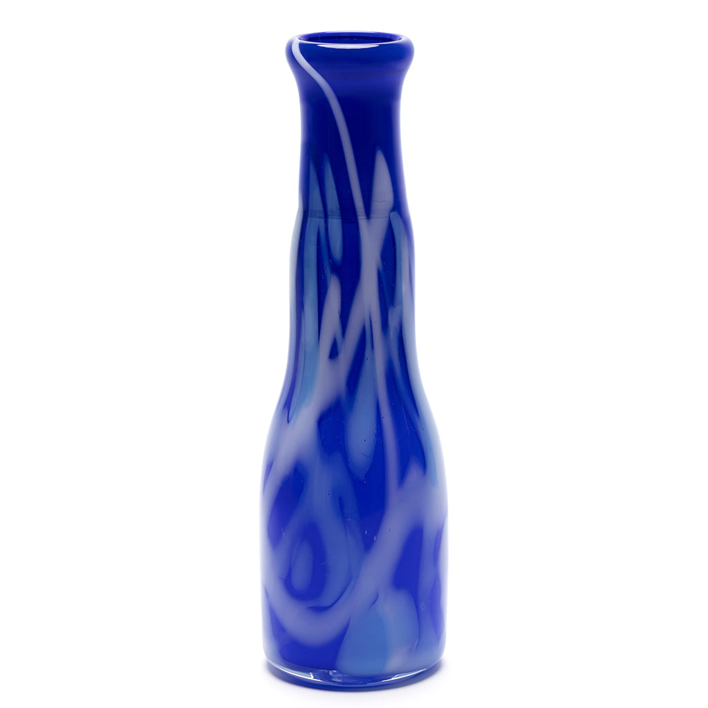 Royal Blue Tall Vase with White and Sky Blue Strokes