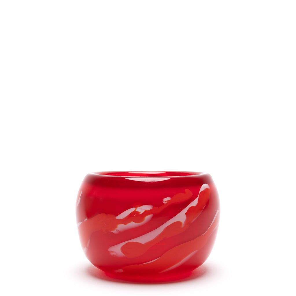 Red Bowl with White and Red Strokes