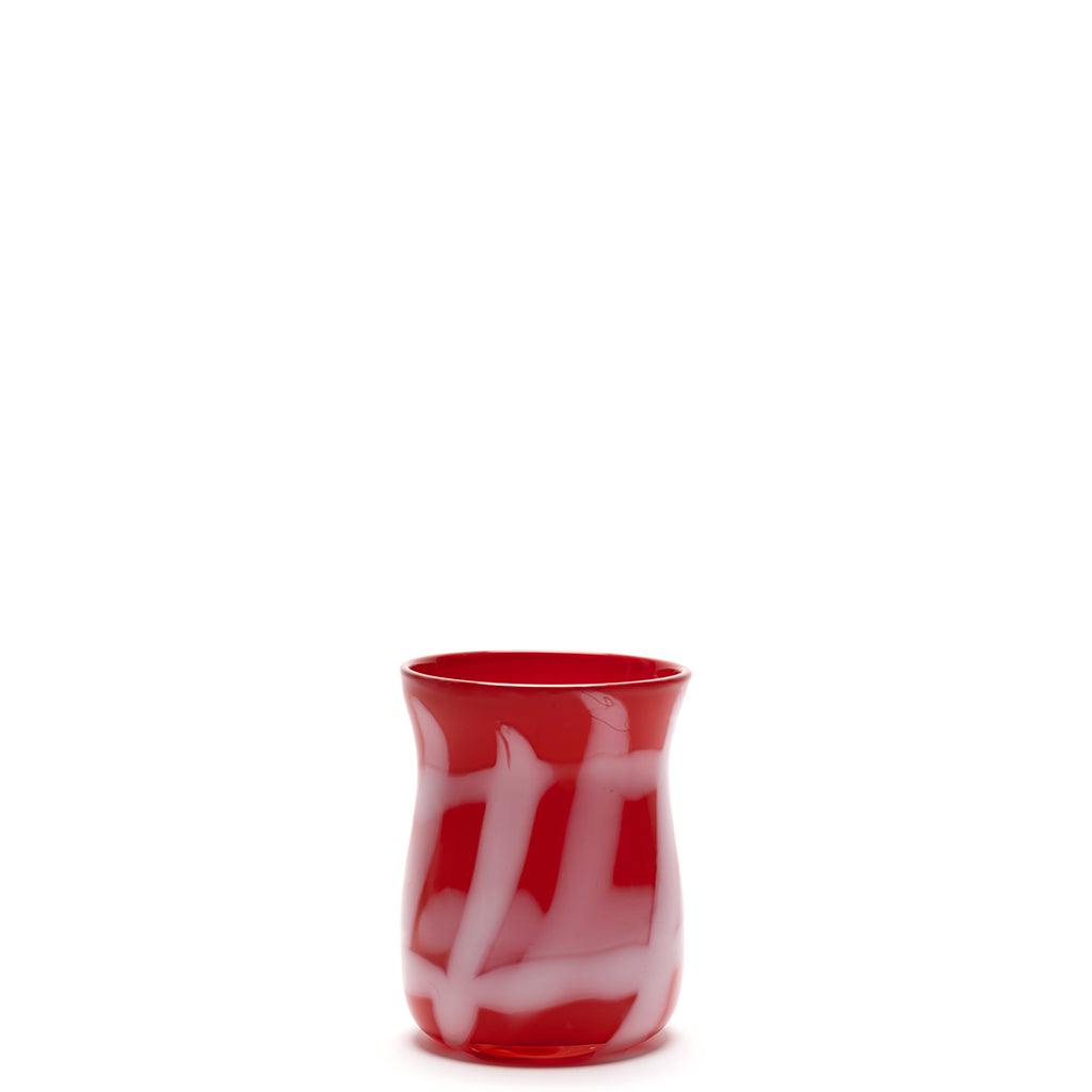 Red Vase with Powder White and Light Pink Strokes