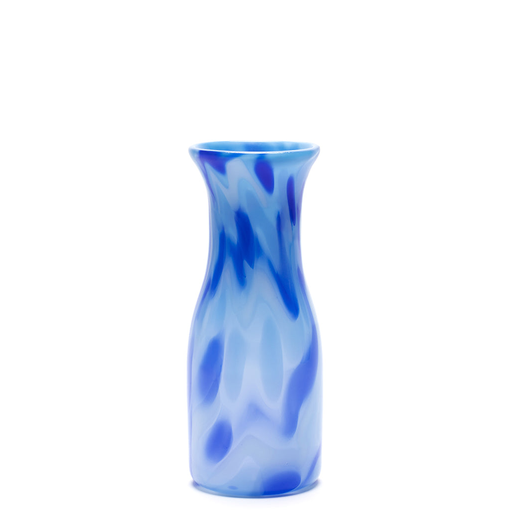 Sky Blue Vase or Carafe with Royal Blue, White and Sky Blue Strokes