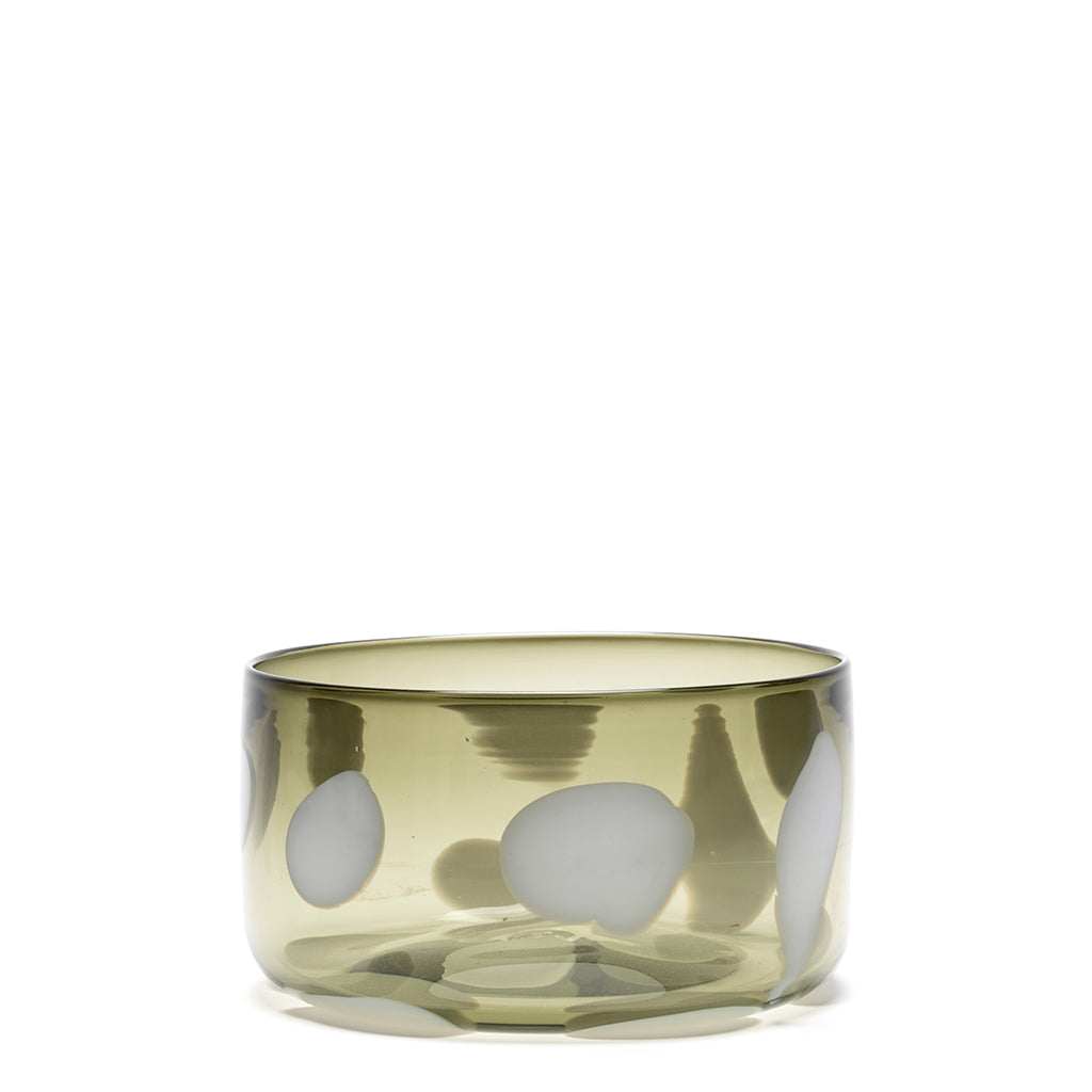 Transparent Dark Grey Bowl with White Dots