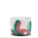 White Bowl with Pink, Jade, and Seafoam Strokes