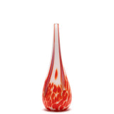 Large White Drop Neck Vase with Red Spots and Red Stripes