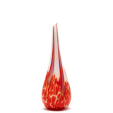 Large White Drop Neck Vase with Red Spots and Red Stripes