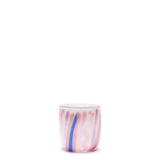 White Vase with Flamingo Pink, Sky Blue, and Rose Strokes