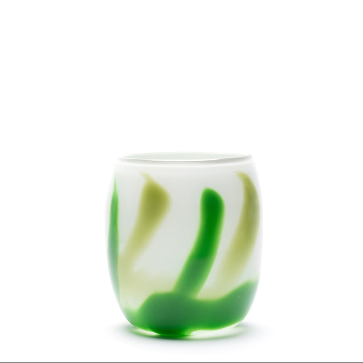 White Vase with Pistachio and Cactus Green Strokes