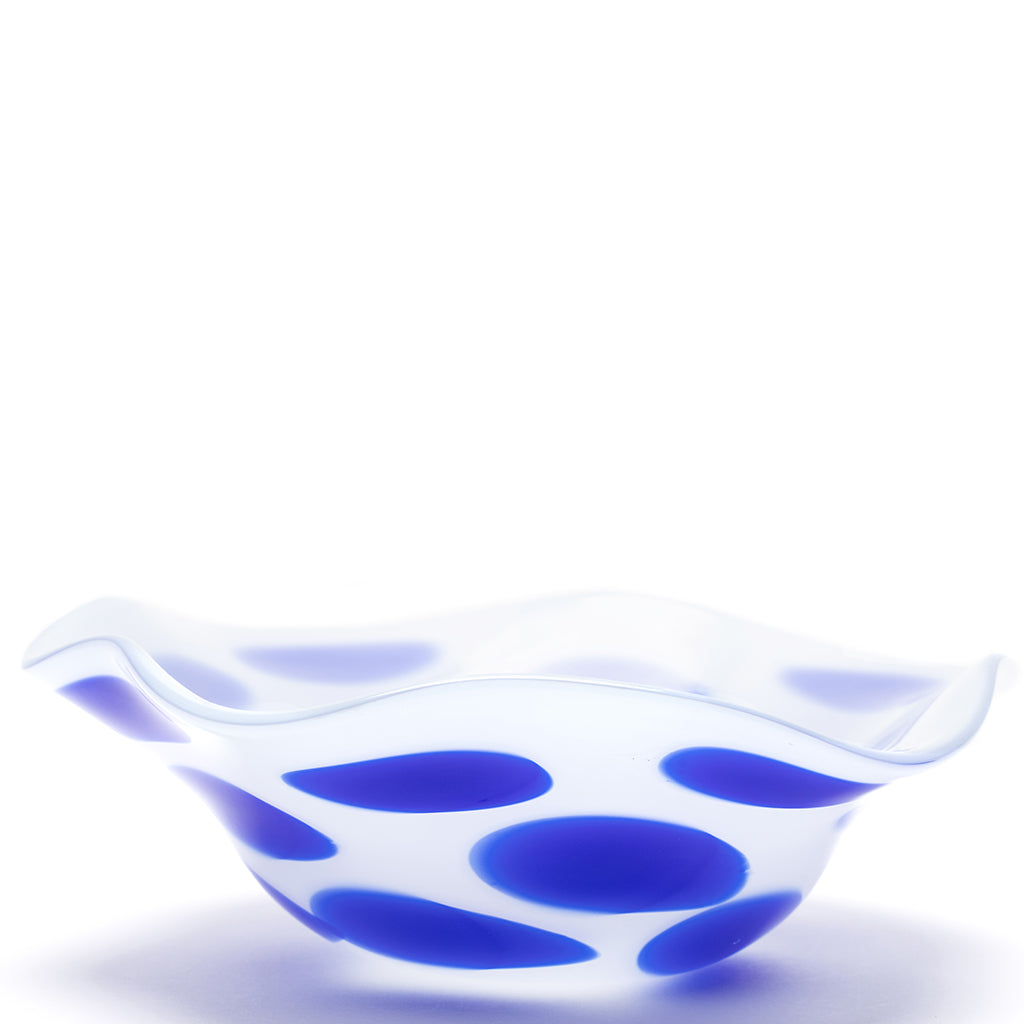Light Blue Wavy Bowl with Royal Blue Spots